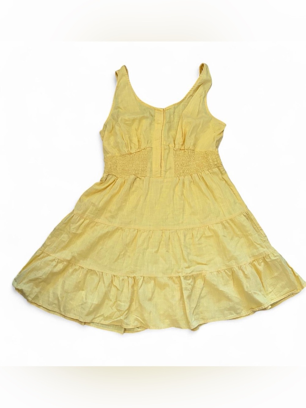Arizona yellow mini sundress dress with ruffled tiers, size XL